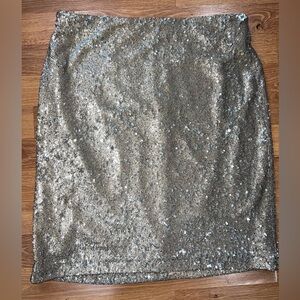 White House Black Market Gold Sequin Pencil Skirt